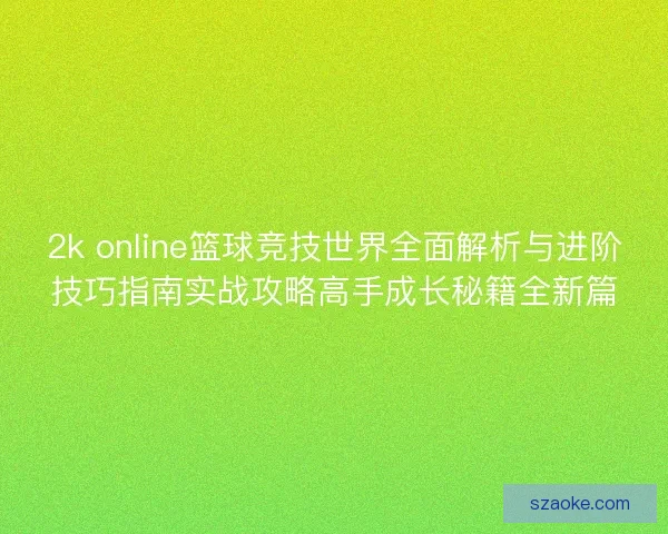 2k online篮球竞技世界全面解析与进阶技巧指南实战攻略高手成长秘籍全新篇